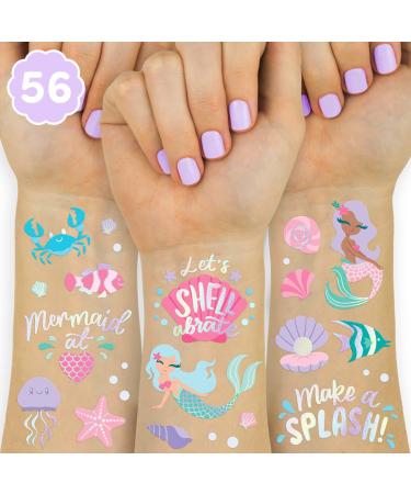 xo, Fetti Under The Sea Mermaid Temporary Tattoos - 56 Glitter styles | Birthday Party Supplies, Sea Creatures Favors, Ocean Animal, Underwater Arts and Crafts