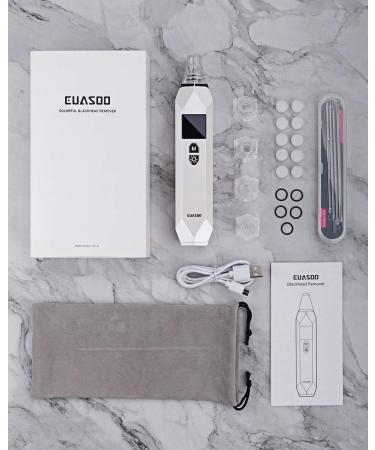 EUASOO Blackhead Remover Vacuum Kit | USB Rechargeable Facial Pore Cleanser with 5 Probes and 5 Suction Power Levels for Skin Treatment - Buy Online on GoSupps.com