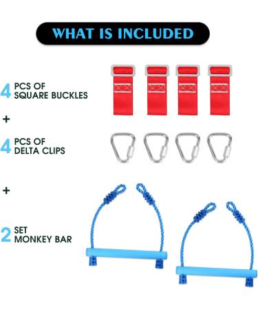 Odoland Monkey Bars Ninja Trapeze Bars - Adjustable & Durable Outdoor Swing Set for Kids & Youth - Blue - Buy Online on GoSupps.com