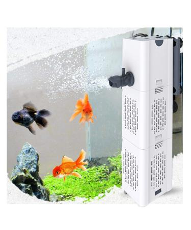 Quiet aquarium internal filter 4in1 aquarium filter 500-1800L/h aquarium filter with 2 filter sponges water pump oxygen ventilation wave maker for 20l-1500l aquarium (6W 500L/h)