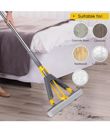 MASTERTOP PVA Sponge Mop with Self Squeeze Feature and 3 Sponge Heads - 51 Handle for Floor Cleaning on Tile, Marble, Laminate, and Bamboo - Buy Online on GoSupps.com