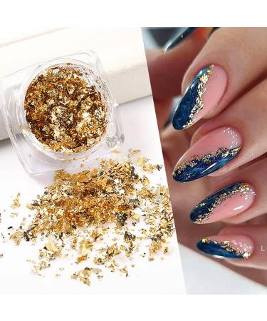 Holographic Nail Art Sequins Glitter Kit - 4 Boxes Set, Aluminum Foil Sequins for Nails - Gold & Silver Irregular Glitter Flakes, Mirror Chrome Powder - Nail Decorations - Buy Online on GoSupps.com