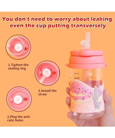 Bunnytoo Pink Baby Sippy Cup | Spill Proof Toddler Cup with Straw & Spout | 13 oz Transition Bottle for 1-2 Year Olds - Buy Online on GoSupps.com