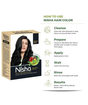 Buy Nisha Natural Henna Based Hair Color - Permanent Black Hair Dye for 100% Grey Coverage | Premium 2.12 oz - Buy Online on GoSupps.com