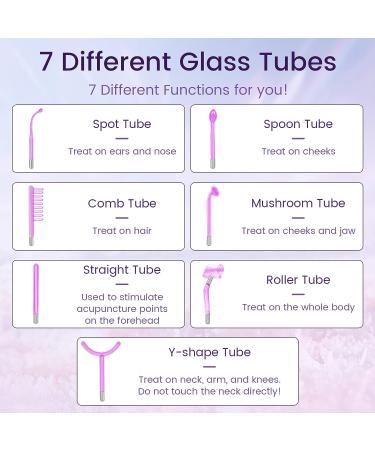 Professional High-Frequency Facial Wand Machine with 7 Tubes - Facial Beauty Equipment for Face, Hair, and Body Care in Purple - Buy Online on GoSupps.com