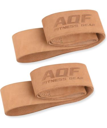 AQF Not Padded Train Aid | Strength Training Lifting Straps for Bodybuilding & Powerlifting | Brown Leather Wristwear for Fitness & Cross Training - Buy Online on GoSupps.com