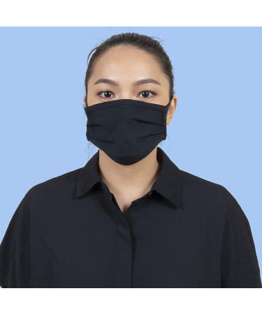 Gildan Adult Black Cotton Face Mask (24 Pack) | Reusable 3-Layer with Ear Loop | 6.5 x 7 Size | Breathable & Comfortable - Buy Online on GoSupps.com