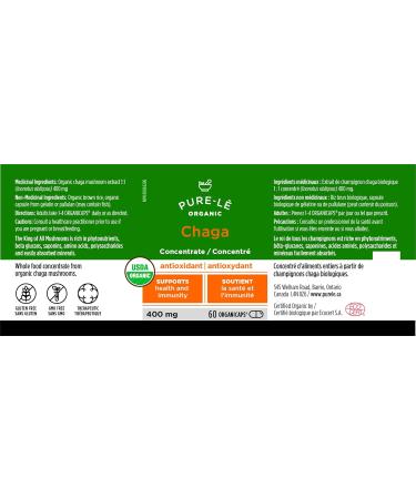 USDA Organic Chaga Mushroom Concentrate 60 Organicaps - Organic New Immune Health Support Supplement - Works Better than tablets Liquids or Teas - All Natural Plant Extract with No Side Effects - Ultra Premium Supplement - No Binders Nothing Artificial - Buy Online on GoSupps.com