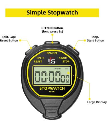 Waterproof Digital Stopwatch Timer  ANTEQI Large Display Simple Stopwatch with ON/Off Function No Clock No Calendar No Alarm Silent Stopwatch for Baseball Swimming Running Training Kids Coaches - Buy Online on GoSupps.com