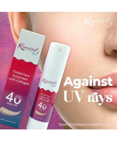 Kosmetika Tinted Face Sunscreen with Collagen | Daily SPF 40 | UVA & UVB Protection | Non-sticky Water-resistant | 1.7oz | All Skin Types - Buy Online on GoSupps.com