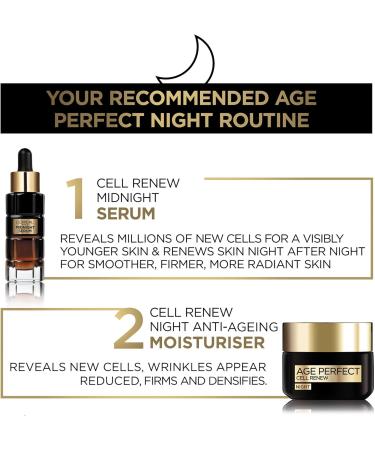 L'Oreal Paris Cell Renew Night Cream Age Perfect Anti-Oxidant Recovery Complex Night Cream For Anti- Wrinkle Firmness And Vitality 50ml - Buy Online on GoSupps.com