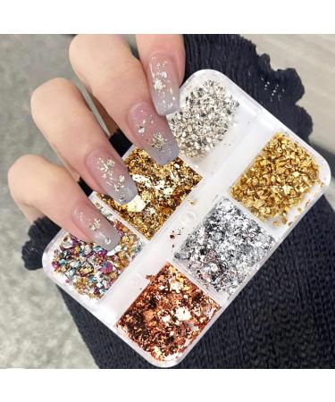 Holographic Nail Foil Glitter Flakes - 6 Colors, 3D Sparkly Aluminum Flakes for Women DIY Nails - Buy Online on GoSupps.com