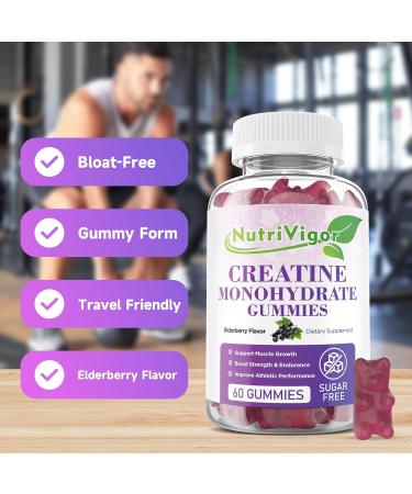 Creatine Monohydrate Gummies 5000 mg - Energy Boost & Muscle Recovery Chewables for Men & Women - Elderberry Flavor 60 Count - Buy Online on GoSupps.com
