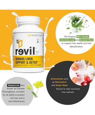 WELESSENTIALS Liver Support Supplement - 90 Vegetarian Capsules with Organic Milk Thistle, Burdock, Vitamin C - Gluten-Free - Buy Online on GoSupps.com