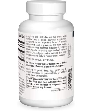 Source Naturals L-Arginine L-Citrulline Complex 1000 mg â€“ 120 Tablets for Enhanced Performance - Buy Online on GoSupps.com