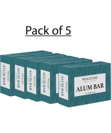 Pack of 5 Alum Bar (Phitkari) by minature | Alum Stone(Fitkari)| Alum Shaving Bar | Alum Blocks After Shave|100g*5 | 100% Only Alum | Chemical & Preservative Free| Pure & Natural - Buy Online on GoSupps.com