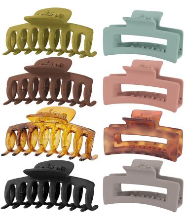 Lolalet 8 pieces large hair clip 8cm hair clips for thick hair slip-resistant hair jaw clips hair styling accessories for women girls Mother's day gifts-pattern d 8 piece pattern d