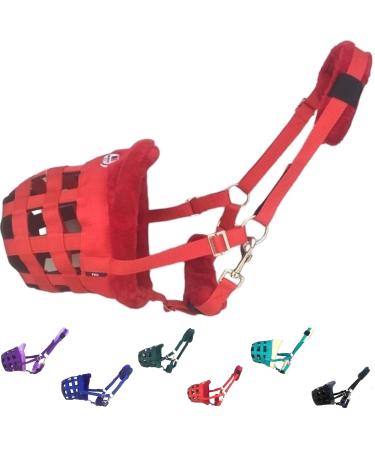 Majestic Ally Mink Fleece Padded Breathable Wicker Muzzle Halter (Red) Red/Getaway Solids