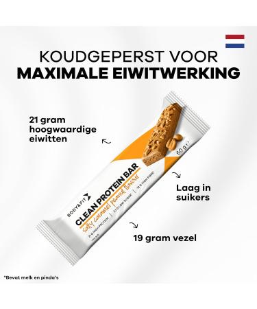 Body Fit Body & Fit Clean Protein Bar Protein Bar Protein Bar High in Fiber Salty Caramel Peanut Flavor 720 grams 12 bars - Buy Online on GoSupps.com