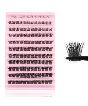 Lash Clusters D Curl Faux Mink Lashes Clusters 120 PCS Eyelashes Clusters Lash Extension Fluffy Wispy Lashes Individual Lashes False Eyelashes(W51-8-16mm)