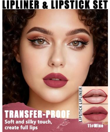  LYSdefeu 11 Pcs Matte Lipstick and Lip Liners Set Long Lasting Waterproof High Pigmentation Non-sticky Cream Texture Matte Velvet Lip Gloss Gift for Women - Buy Online on GoSupps.com