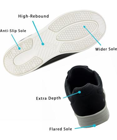 KWUKOTY Men's Diabetic Adjustable Sneakers - No Lace | Wide Sizes 7-12 | Plantar Fasciitis Relief | Black - Buy Online on GoSupps.com
