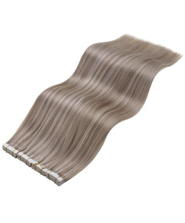 LAAVOO Tape In Hair Extensions - Real Remy Hair with Blond Highlights #19/60 50g 20pcs Ashblond & Platino Blond 35cm - Shop Now! - Buy Online on GoSupps.com