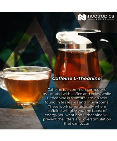 Nootropics Depot Caffeine & L-Theanine Capsules - 200mg Caffeine 100mg L-Theanine | Energy Booster & Mental Focus | 60 Count Natural Supplement - Buy Online on GoSupps.com