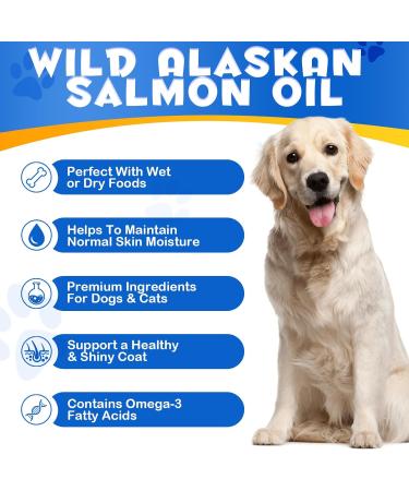 Alaskan Salmon Oil for Dogs & Cats (8.8 oz) - Pure Omega 3 Fish Oil with Omega 6 Fatty Acids EPA & DHA - Anti-inflammation for Dogs Skin and Coat - Natural Pet Joint Immune Brian & Heart Supplement Salmon Oil(250ML) - Buy Online on GoSupps.com