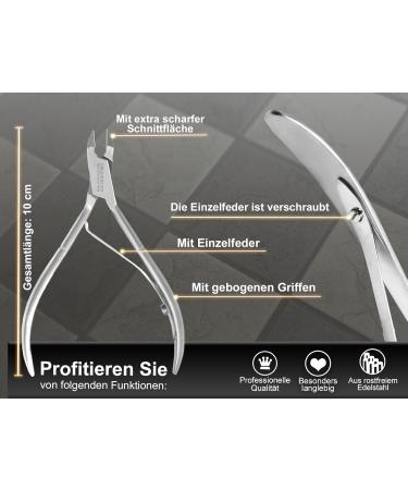 Professional Stainless Steel Cuticle Nippers 10 cm - Precision 10 mm Cut for Effective Cuticle Removal - Buy Online on GoSupps.com