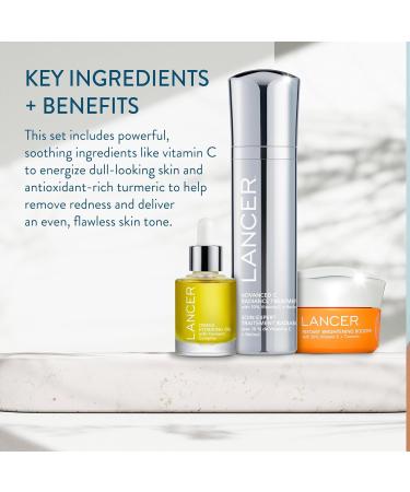 Lancer Skincare Bright & Radiant 3-Piece Set | Instant Brightening Booster Omega Hydrating Oil & Advanced C Radiance Treatment for Glowing Skin - International Shipping Available - Buy Online on GoSupps.com