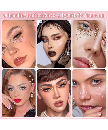 4504 Pcs Face Gems & Pearls Set | Rhinestones Makeup Jewels | White & Beige Pearls with Glue | Eye & Nail Art Decorations - Buy Online on GoSupps.com