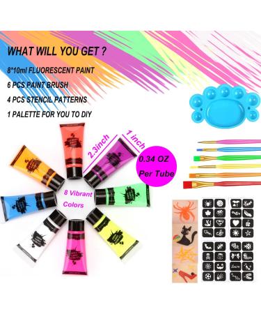 Proamate Neon Face Paint - Glow in the Dark UV Blacklight Fluorescent Art Paint for Halloween & Carnivals (10ml) - Buy Online on GoSupps.com