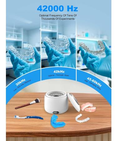 Voraiya Nettoyeur Ultrasons Dentaire IPX7 Etanche Ultrasonic Cleaner Base & Dental Pod Amovible Nettoyant Ultrason avec 2 UV Lampes pour Proth ses Dentaires Goutti re Dentaire Retainer Bijoux Divis Blanc - Buy Online on GoSupps.com