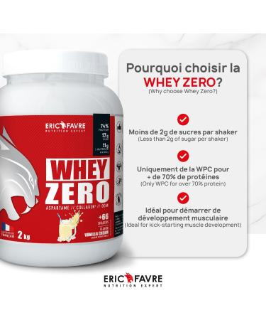  ERIC FAVRE WHEY ZERO +74% Whey Protein Concentrated Low Sugar Muscle Building/Recovery - French Laboratory Eric Favre - Cookie Cream 2 kg - Buy Online on GoSupps.com