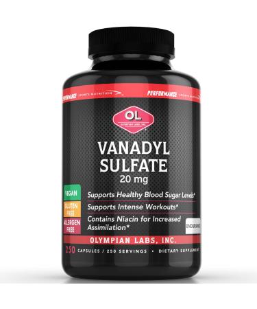 Olympian Lab Vanadyl Sulfate 20mg with Niacin 20mg(Vitamin B-3) - Bulk 250 Capsules