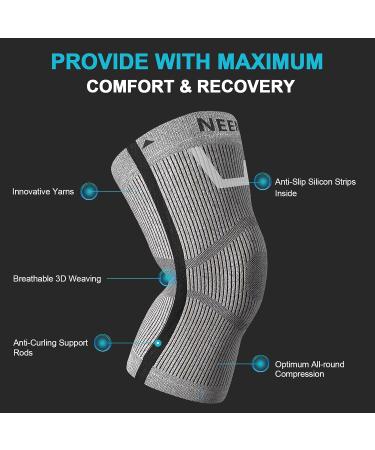 NEENCA Compression Knee Support Brace for Men & Women - Knee Pain Relief for Arthritis, Meniscus Tear, Swelling & Joint Inflammation - Medium Gray - Buy Online on GoSupps.com