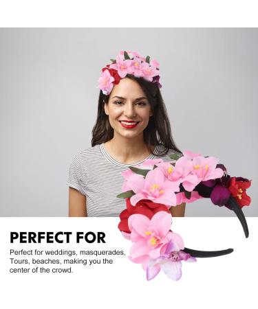 Minkissy Day Of The Dead Headband Rose Flower Crown Rose Mexican Flower Headband Headpiece for Costume Halloween Party Pink - Buy Online on GoSupps.com