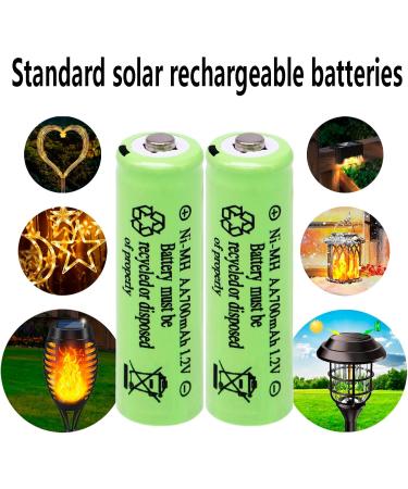 1.2V 700mAh NiMH Rechargeable AA Batteries - 12 Pack for Outdoor Solar Lights Garden String Lights & Pathway Lights | Eco-Friendly Power Solution - Buy Online on GoSupps.com