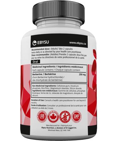 EBYSU Berberine HCl (90 Capsules) Glucose Metabolism Support Berberine Supplement Berberine Supplements and Blood Sugar Control Supplement Blood Pressure Supplement Vegan Preservative-Free 1 - Buy Online on GoSupps.com