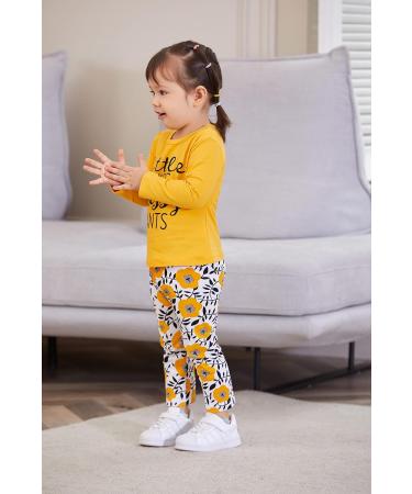 Puseky Toddler Baby Girls Cute Letter Print Shirt Floral Pant Tracksuit Set - 6-12 Months (Yellow) - Buy Online on GoSupps.com
