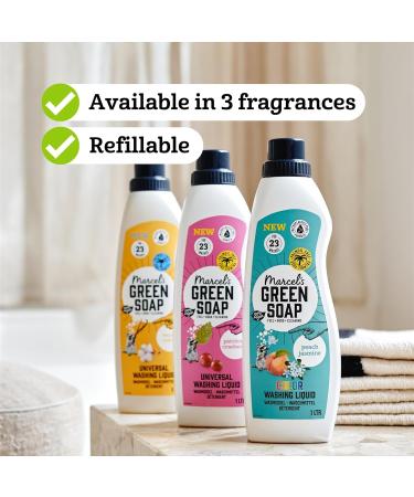Marcel's Green Soap Washing Liquid 1L - Peach & Jasmine Scent - Buy Online on GoSupps.com