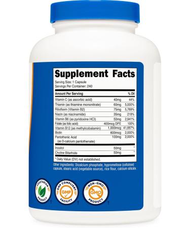 Nutricost High Potency Vitamin B Complex 462mg 240 Capsules (2 Bottles) - with Vitamin C 480 Caps (2 Bottles) - Buy Online on GoSupps.com