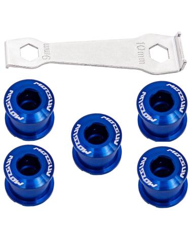 YBEKI Chainring Bolts for Road MTB Bicycle Single Chainring and Double Chainring Bolts with Mounting Wrench blue Single Chainring Bolts