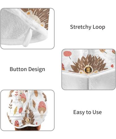 Super Absorbent Brown Hedgehog Mushroom Hair Towels 2 Pack - Quick Dry Turbans for Women & Girls - Buy Online on GoSupps.com