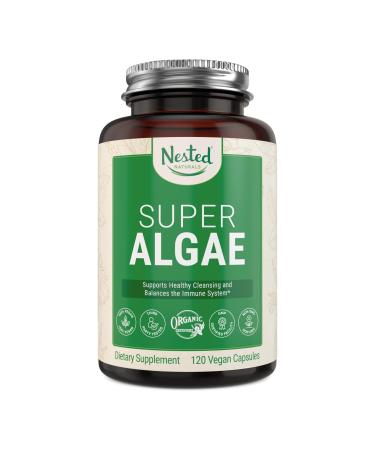 Super Algae Certified Organic Spirulina and Chlorella Vegan Capsules - Blue Green Algae Powder Supplement to Support Energy, Immune System and Healthy Gut - Non-GMO