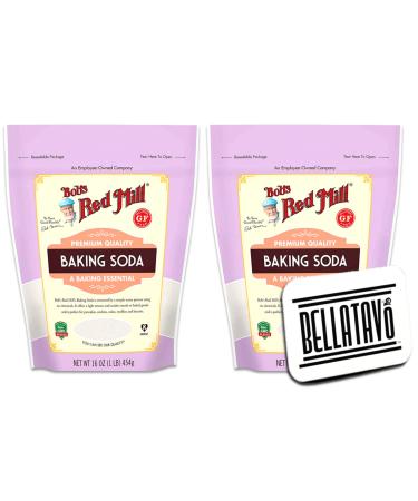 Gluten Free Baking Soda Bundle. Bundle Includes Two (2) Bob's Red Mill 16oz Resealable Baking Soda Packages and an Authentic BELLATAVO Refrigerator Magnet!