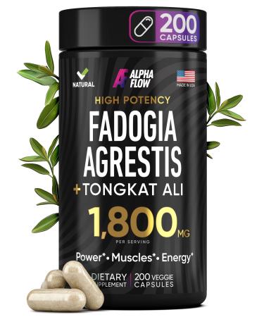 Fadogia Agrestis and Tongkat Ali 1800MG - Gain Strength with Tongkat Ali Fadogia Agrestis Supplement for Men - Fadogia Agrestis with Sarpagandha Powder - 200 Capsules 200 Count (Pack of 1)