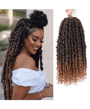 Passion Twist Hair - 8 Packs 14 Inch Passion Twist Crochet Hair For Black Women, Crochet Pretwisted Curly Hair Passion Twists Synthetic Braiding Hair Extensions (14 Inch 8 Packs, T30) 14 Inch (Pack of 8) T30