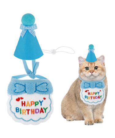Amaxiu birthday hat scarf set for small dogs and cats cute pet birthday bandana party accessories puppy happy birthday decorations embroidered for girls boys kitten (blue) - Buy Online on GoSupps.com